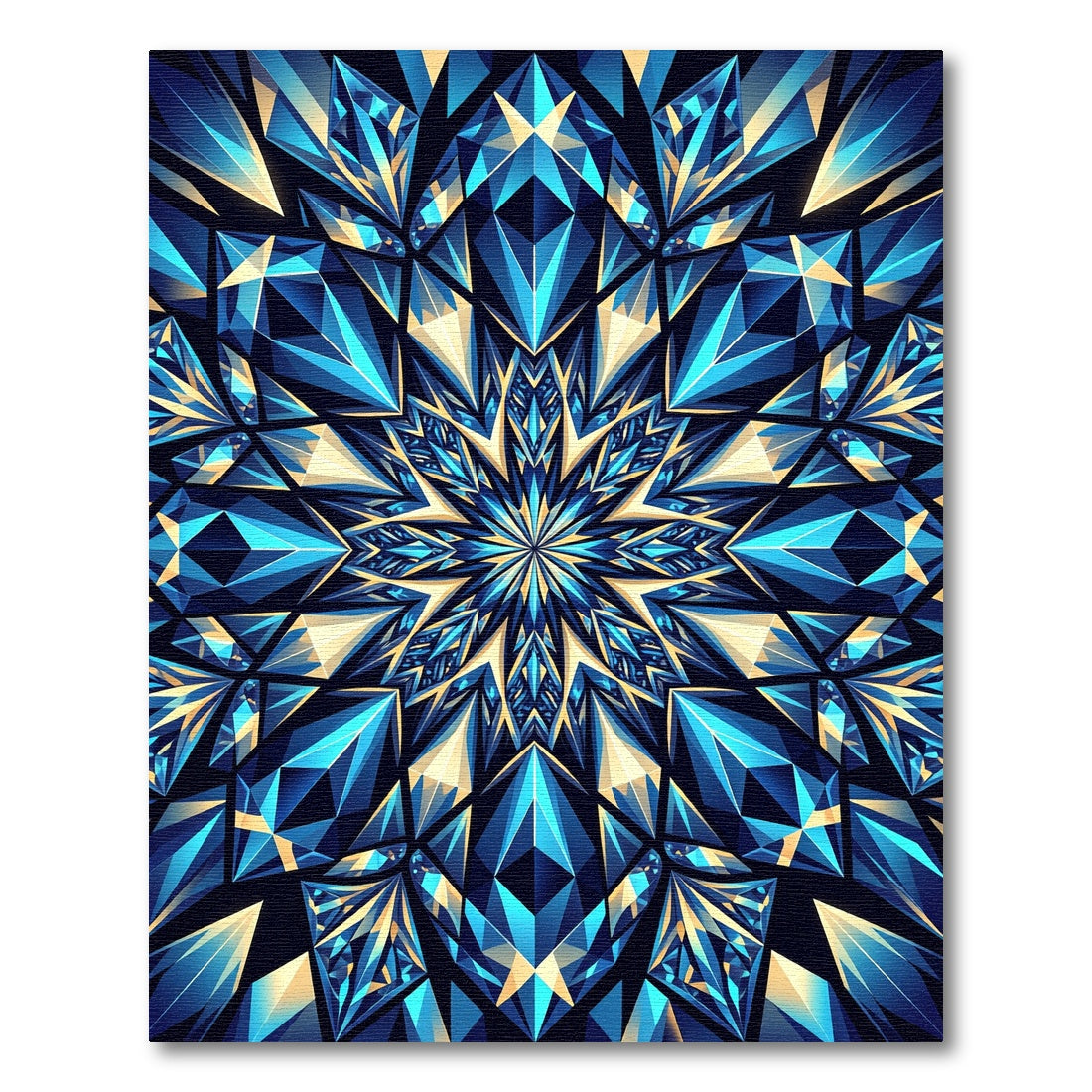 Geometric Sapphire Crystal Star Burst Rug