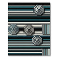 Modern Teal and Charcoal Striped Parasol Rug