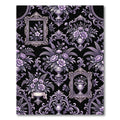 Elegant Purple Floral Damask Gilded Frame Rug