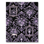 Elegant Purple Floral Damask Gilded Frame Rug