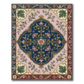 Elegant Navy Pink Floral Medallion Rug