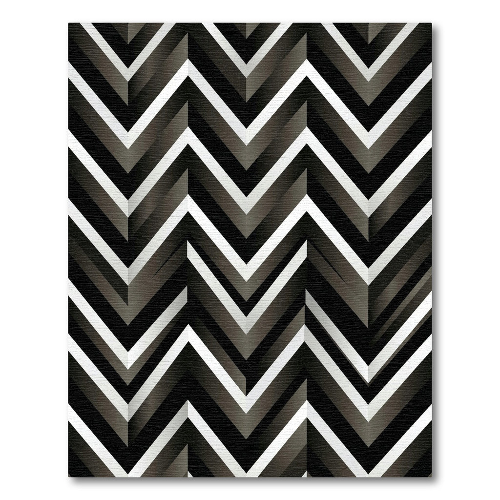 Monochrome Chevron Geometric Stripe Rug