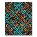 Geometric Teal and Copper Weave Rug