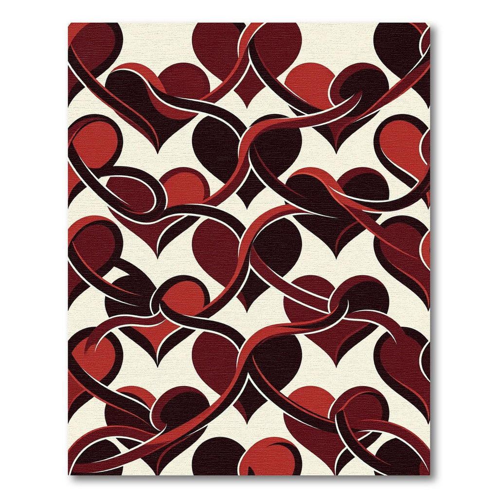 Interlocking Crimson Hearts Abstract Rug