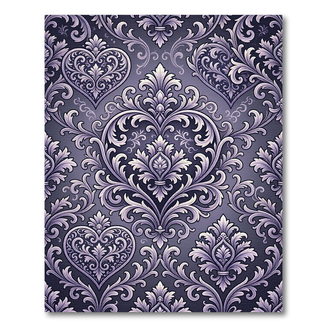 Ornate Lavender Heart Damask Rug