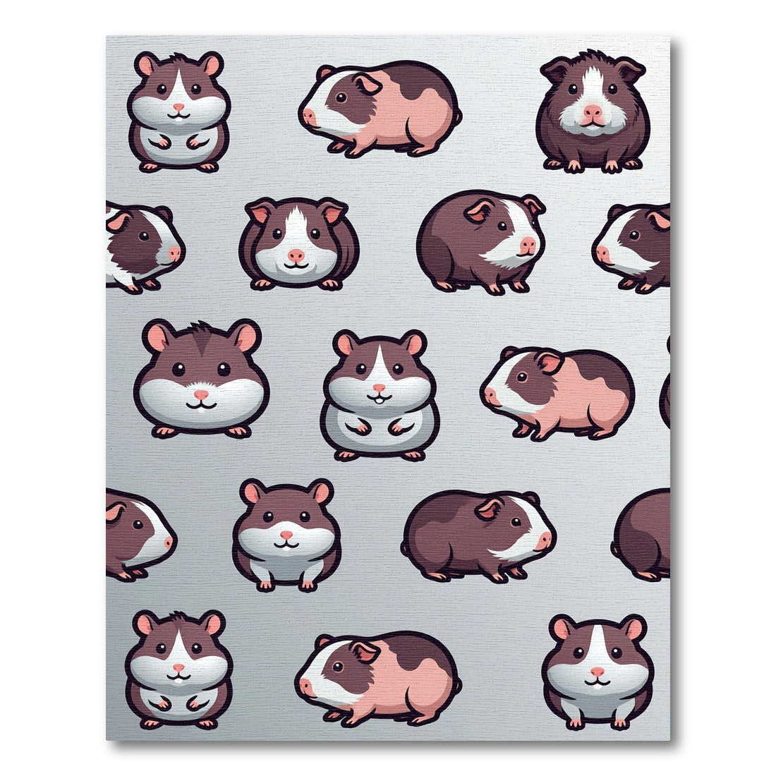 Cute Gray and Brown Guinea Pig Rug