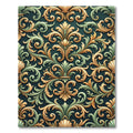 Gold Green Acanthus Scrollwork Wallpaper Rug