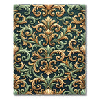 Gold Green Acanthus Scrollwork Wallpaper Rug