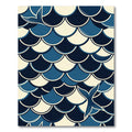 Navy Blue Scalloped Mermaid Scale Rug