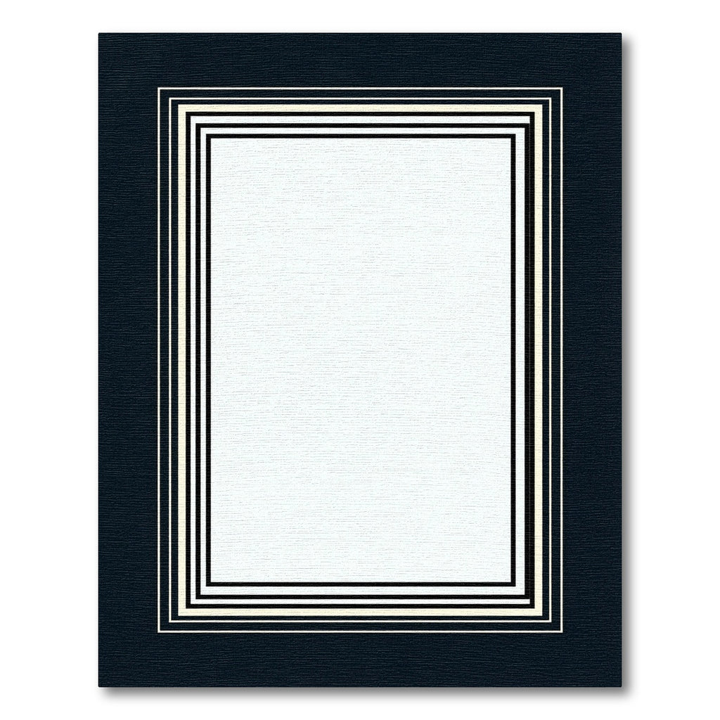 Navy Cream Nested Stripe Border Rug