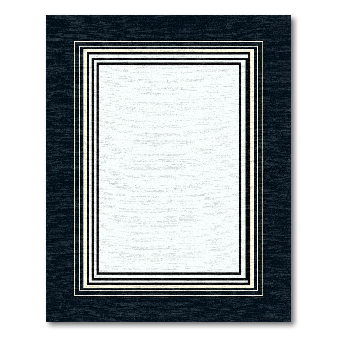 Navy Cream Nested Stripe Border Rug