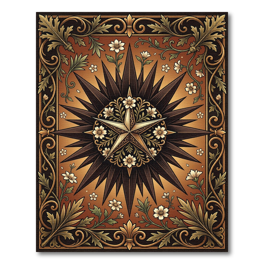 Vintage Starburst Floral Emblem Rug