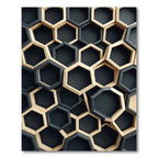 Black and Gold Geometric Hexagon Area Rug