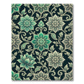 Elegant Emerald Floral Scroll Damask Rug