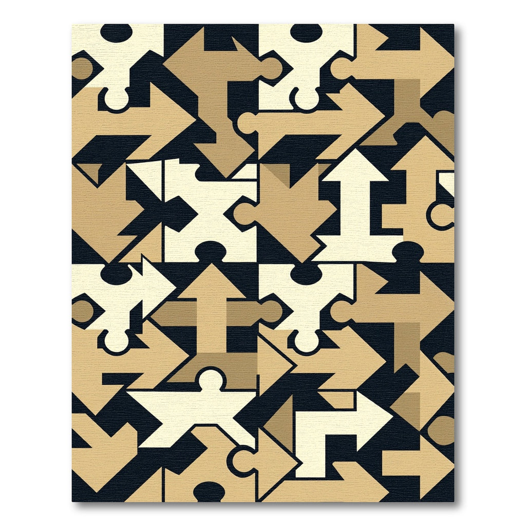 Golden Puzzle Piece Arrow Arrangement Rug