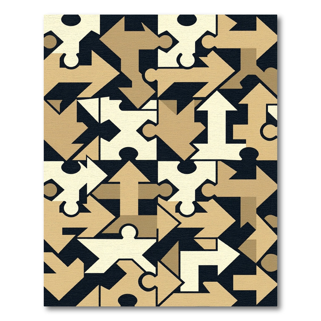 Golden Puzzle Piece Arrow Arrangement Rug