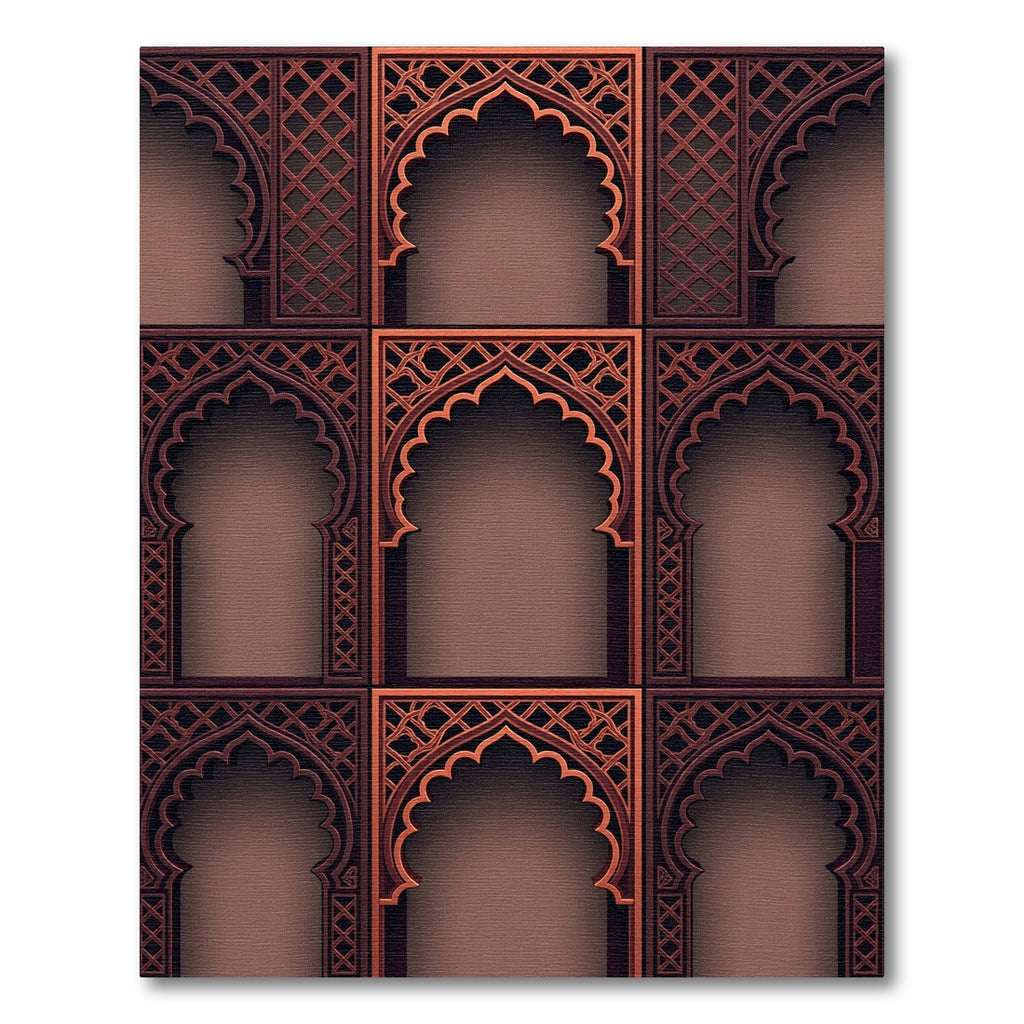Elegant Ornate Bronze Archway Grid Rug