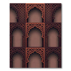 Elegant Ornate Bronze Archway Grid Rug