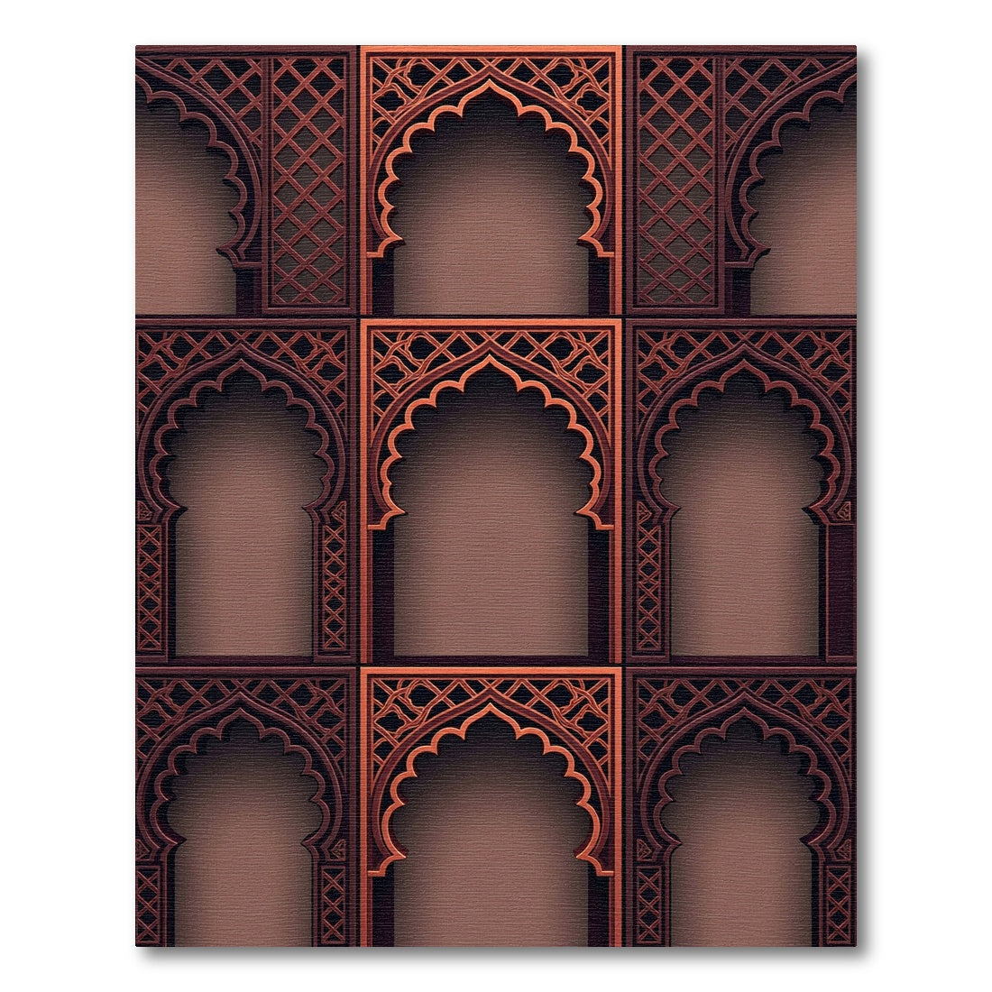 Elegant Ornate Bronze Archway Grid Rug