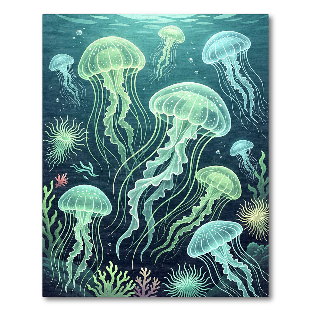 Luminous Bioluminescent Deep Sea Jellyfish Rug