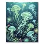 Luminous Bioluminescent Deep Sea Jellyfish Rug