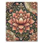 Elegant Peach Lotus Floral Medallion Rug