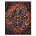 Orange Blue Floral Medallion Rug
