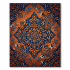 Orange Blue Floral Medallion Rug