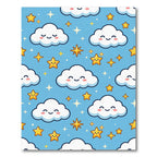 Cute Kawaii Blue Sky Starry Cloud Rug