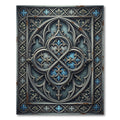 Gothic Blue Silver Antiqued Quatrefoil Medallion Rug