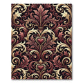 Rich Burgundy Gold Heart Filigree Rug