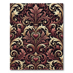 Rich Burgundy Gold Heart Filigree Rug