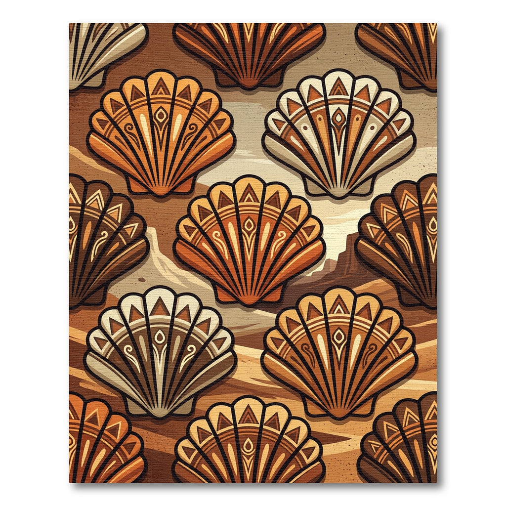 Earthy Shell Medallion Composition Rug