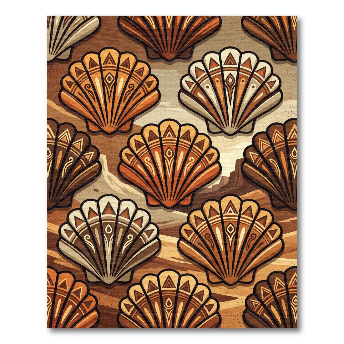 Earthy Shell Medallion Composition Rug