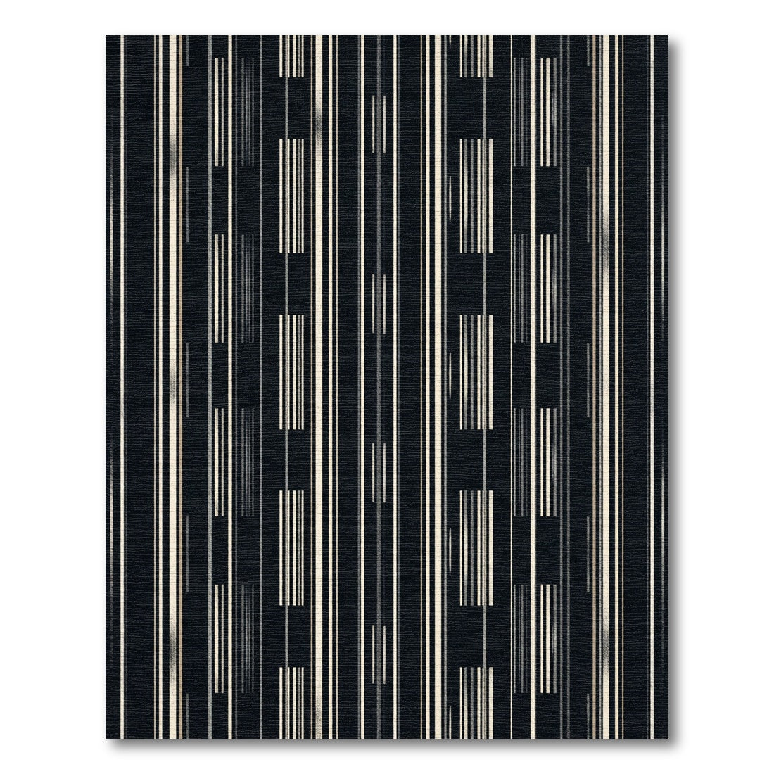 Modern Black Vertical Line Composition Rug