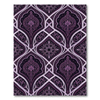 Elegant Plum Damask Filigree Arched Tapestry Rug