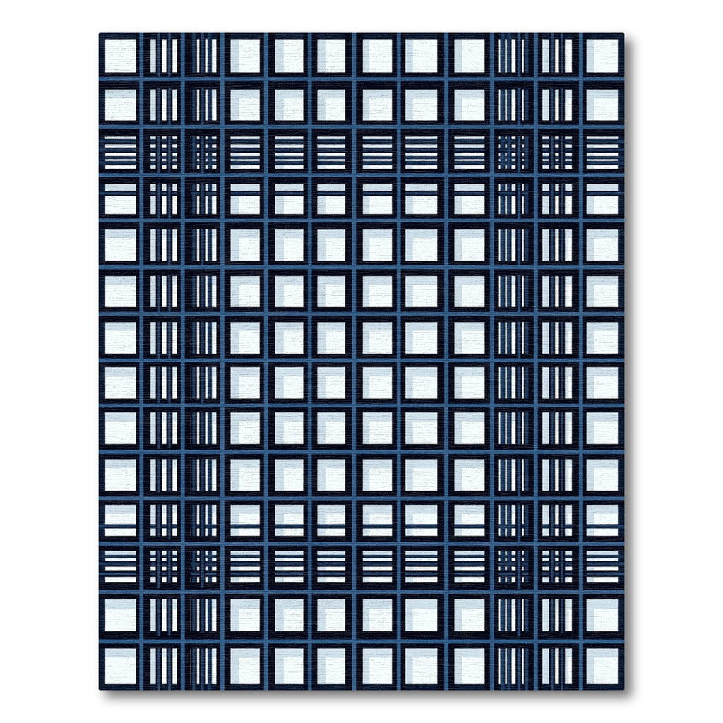 Modern Navy Ink Grid Geometric Rug