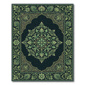 Emerald Green Ornate Botanical Medallion Rug