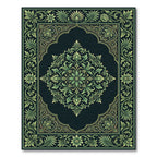 Emerald Green Ornate Botanical Medallion Rug