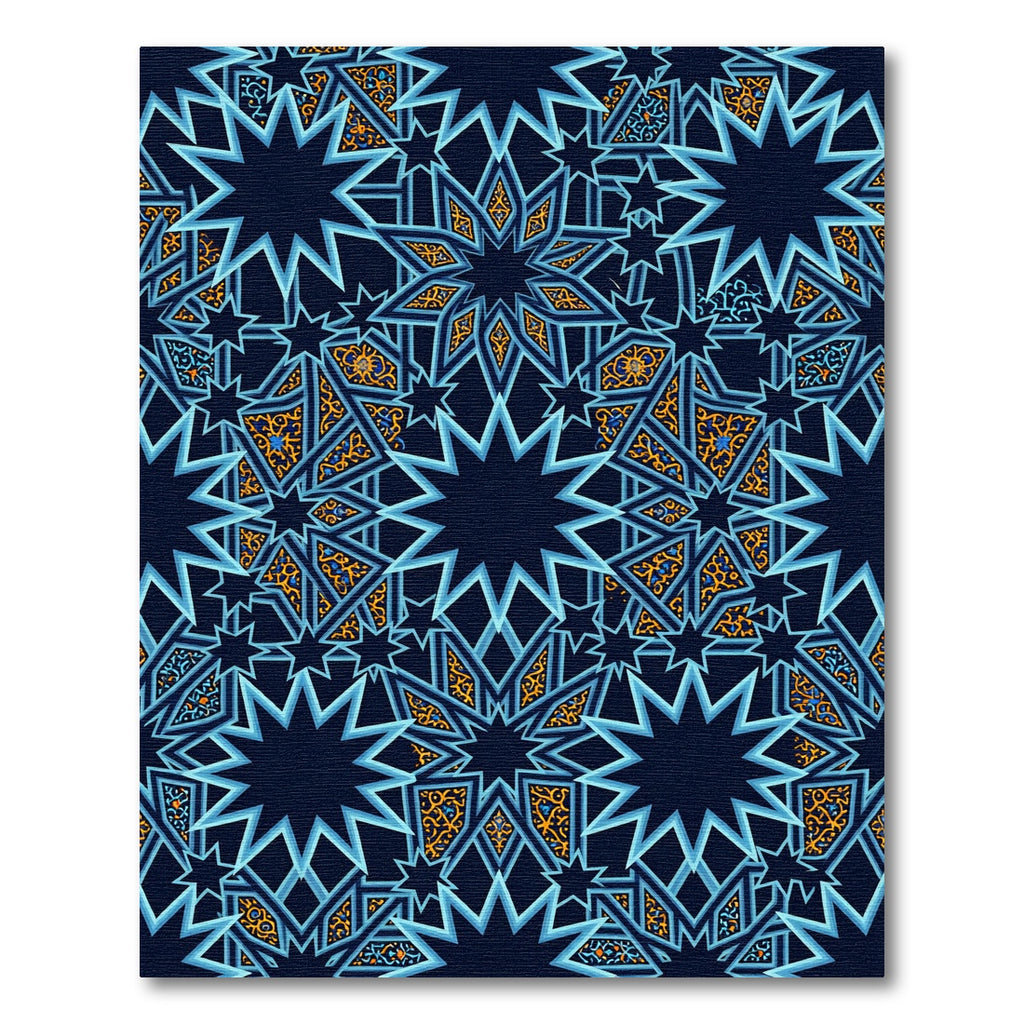 Celestial Navy Blue Geometric Star Lattice Rug