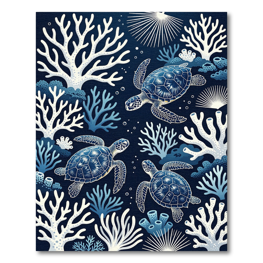 Navy Sea Turtle Coral Reef Ocean Rug
