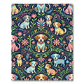 Whimsical Floral Puppy Folk Art Rug