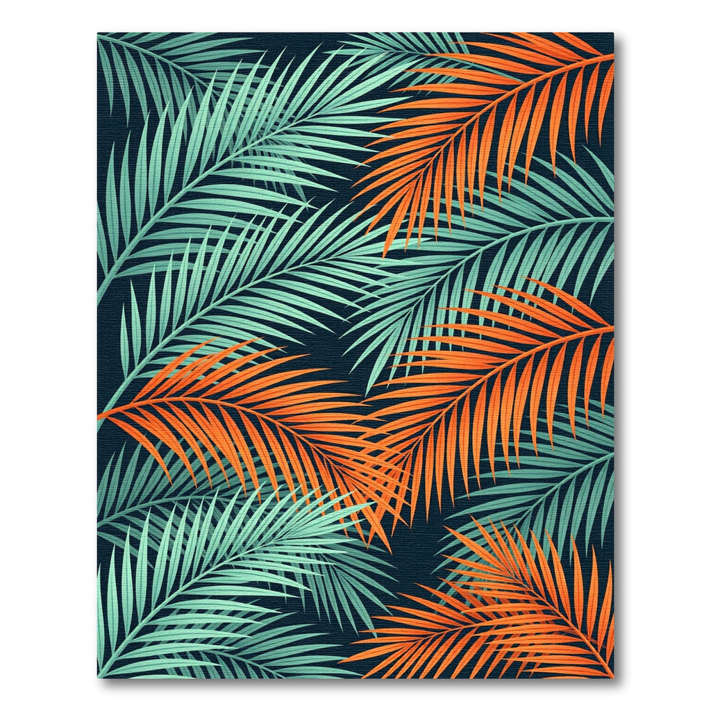Vibrant Tropical Palm Leaf Foliage Rug