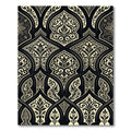 Elegant Black and Cream Damask Scroll Rug