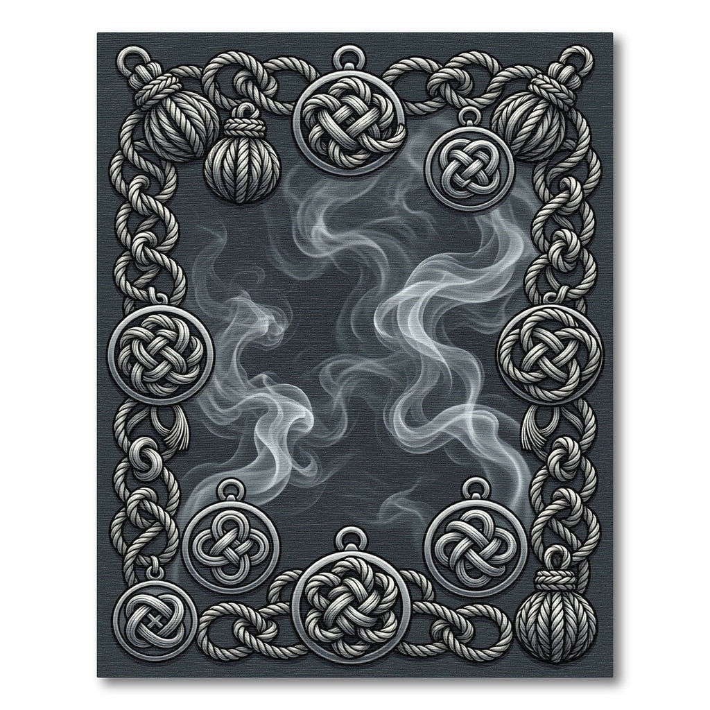 Silver Knotwork Smoke Border Rug