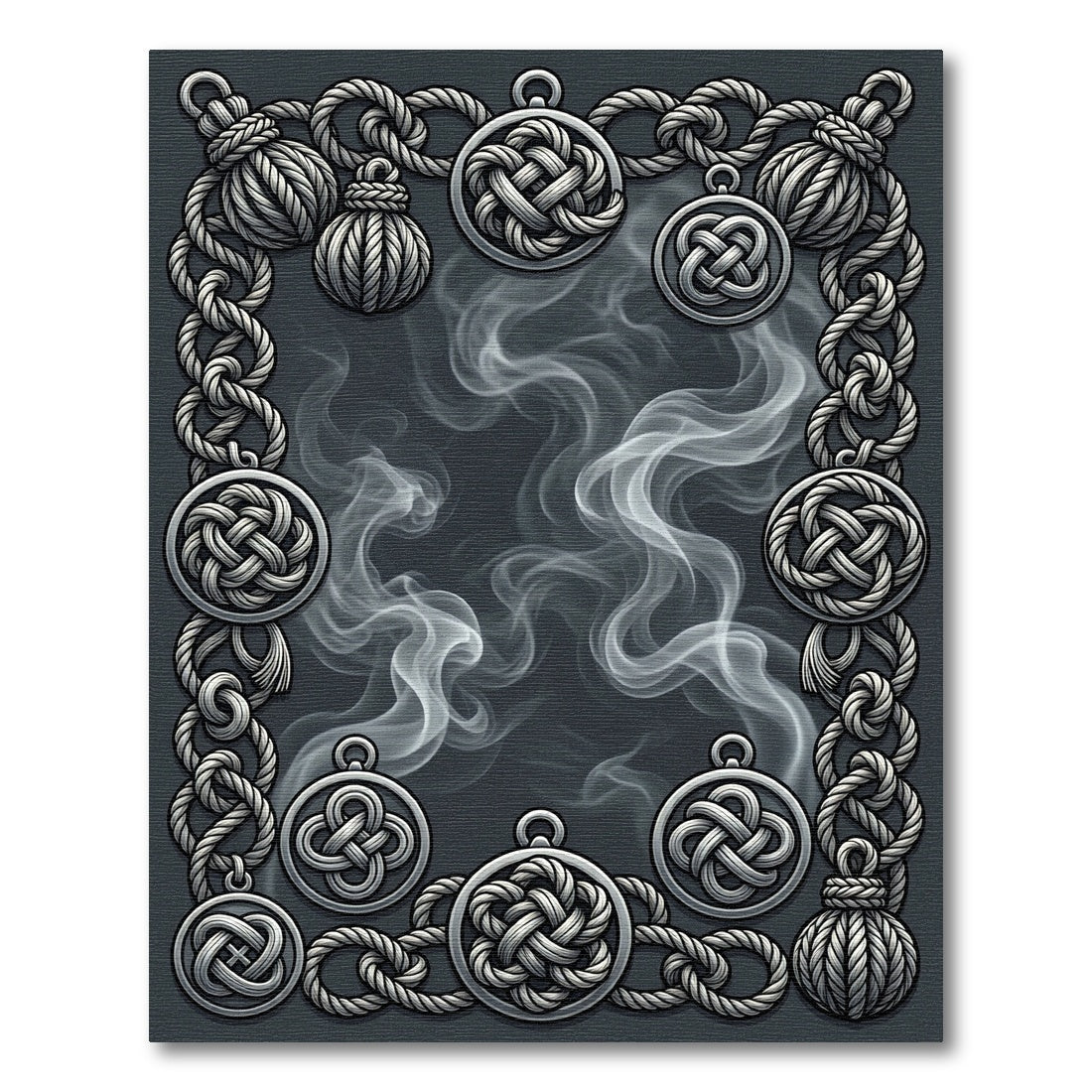Silver Knotwork Smoke Border Rug