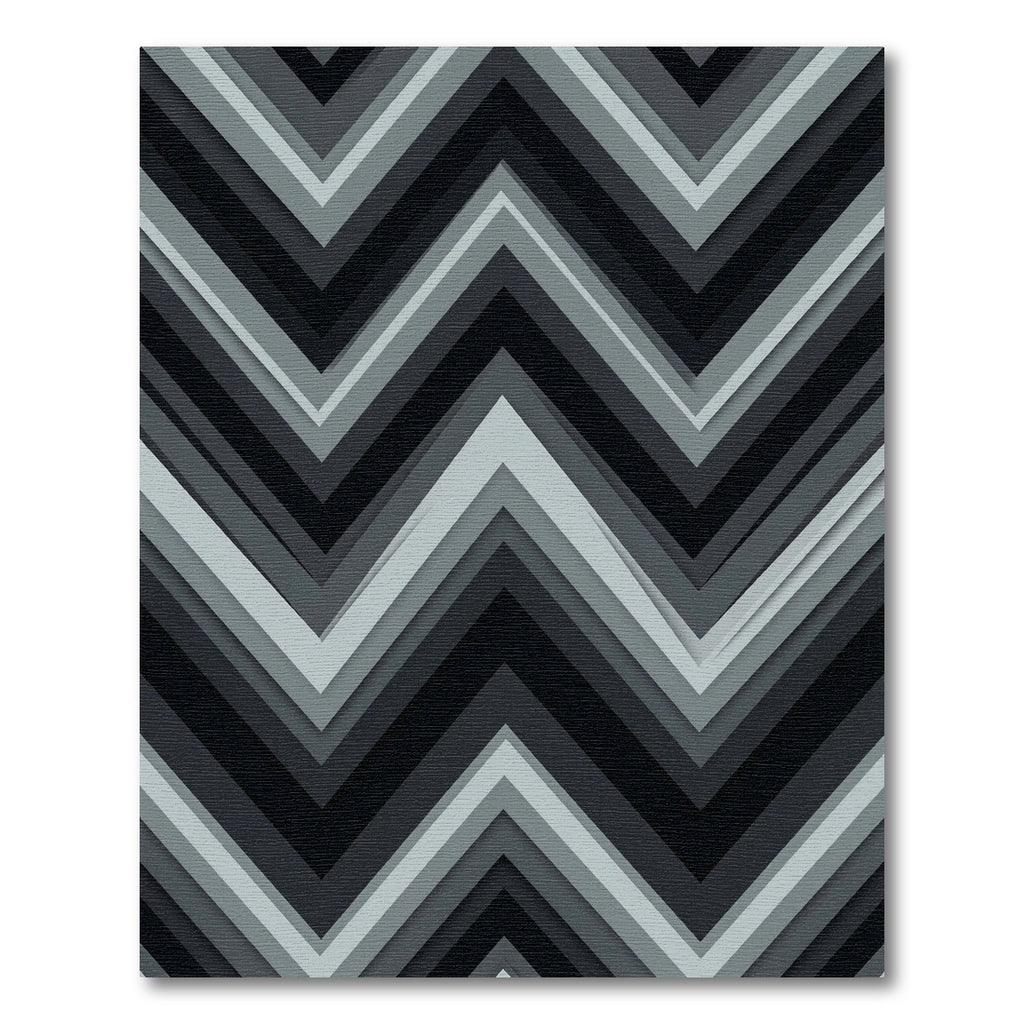 Monochrome Gray Geometric Chevron Wave Rug