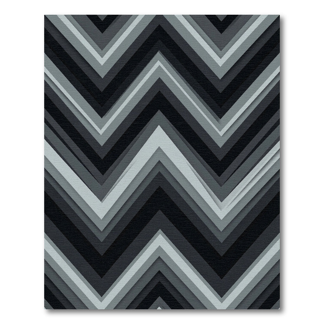 Monochrome Gray Geometric Chevron Wave Rug