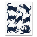 Playful Black Cat Action Illustration Rug