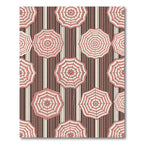 Pink Umbrellas with Cocoa Striped Background Rug